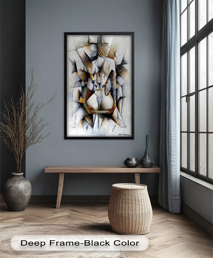 Cubist Harmony – Abstract Nude with Violin Motif Picasso Oil Painting