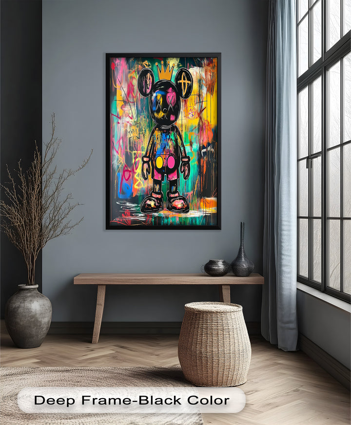 Crowned Chaos – Neon Royal KAWS Oil Painting