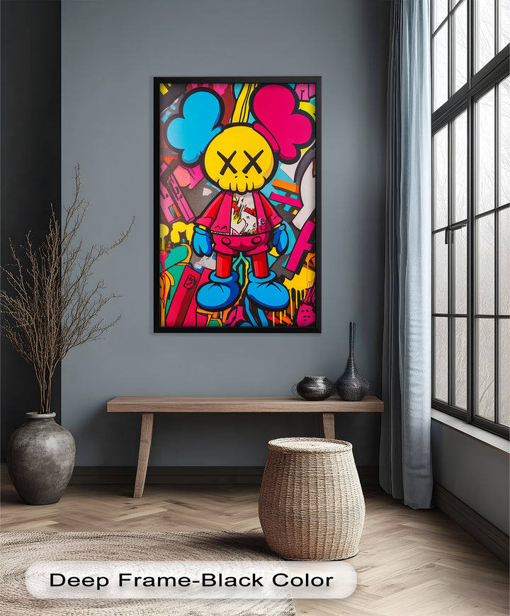 Neon Rebellion – KAWS Graffiti Ölgemälde
