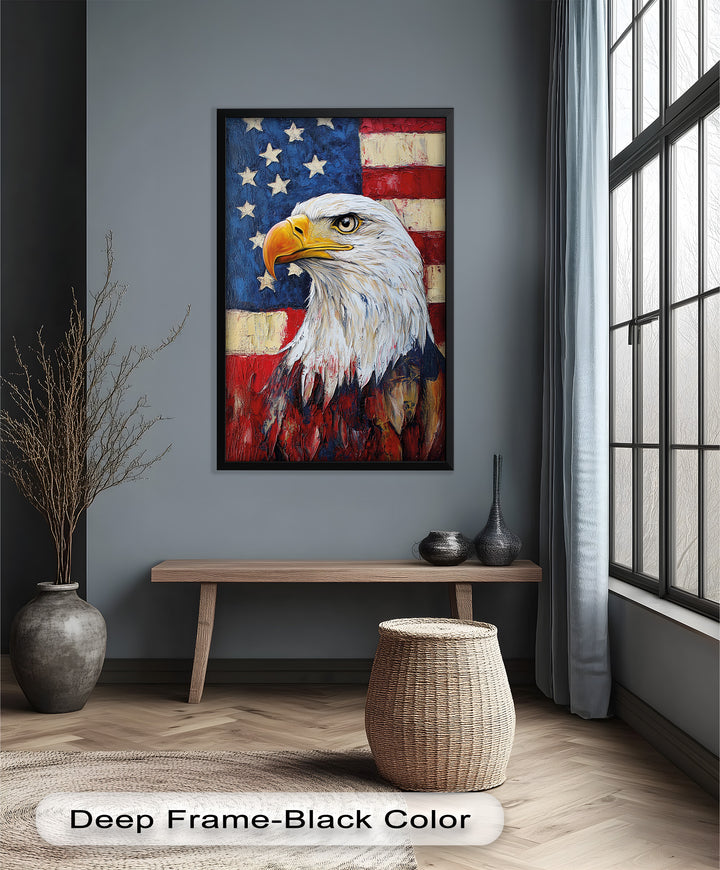 Amerikanischer Weißkopfseeadler Portrait - Patriotisches Ölgemälde