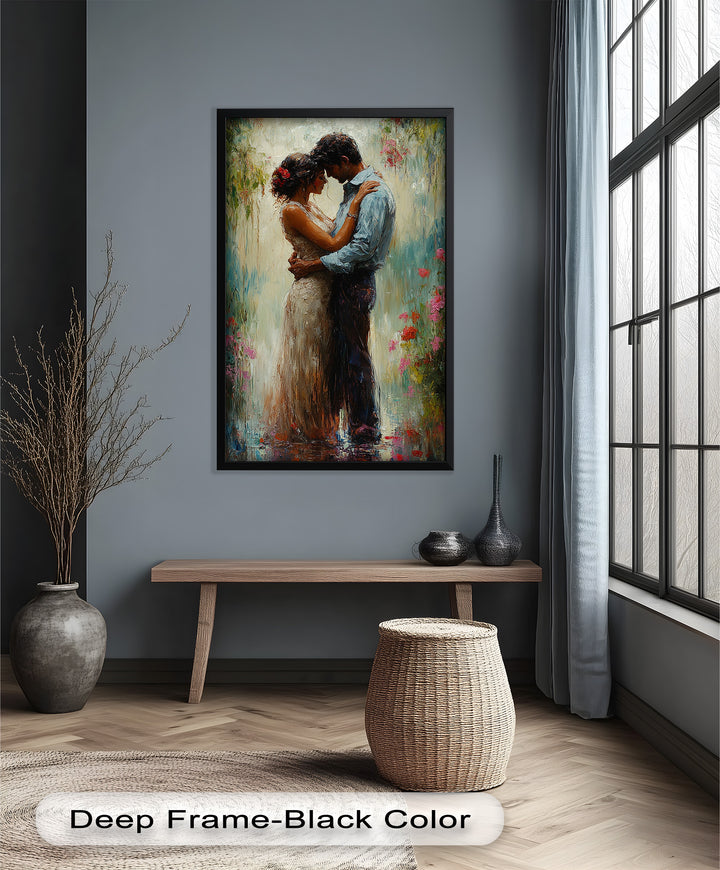 Romantic Couple Surrounded by Blooms - Love Oil Painting