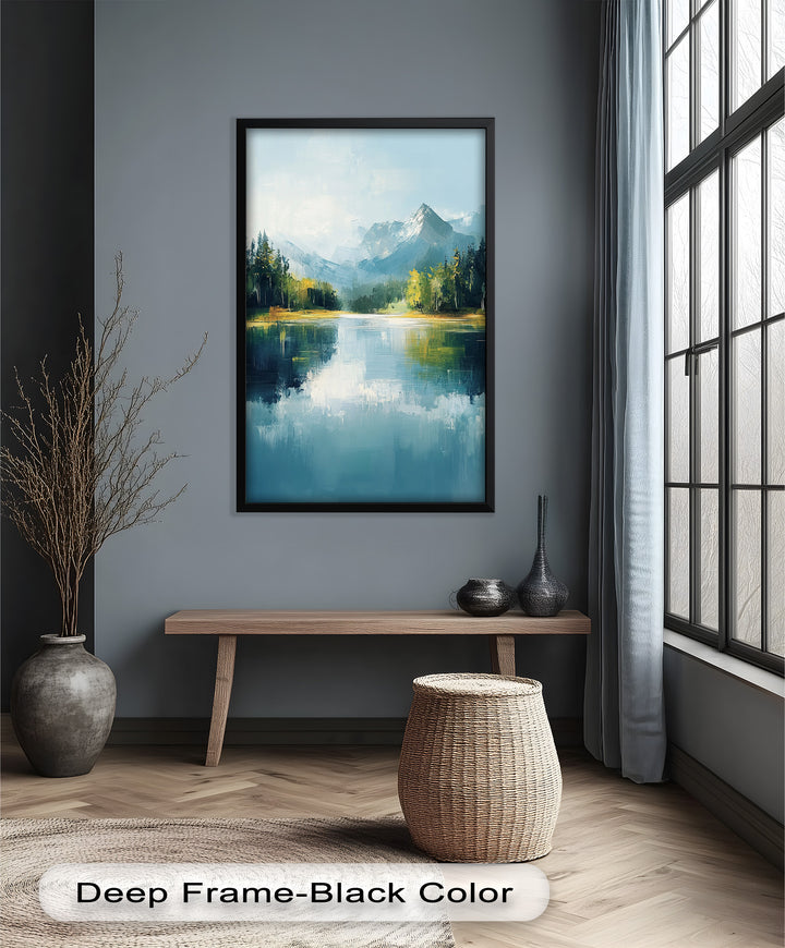 Stille Reflexion – Ruhige Berglandschaft am Hudson River, Ölgemälde