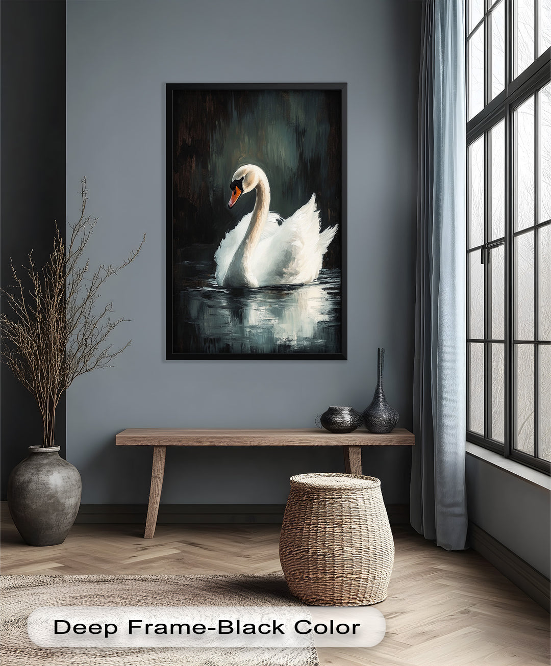 Solitary Grace – White Swan Oil Painting