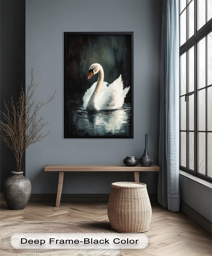 Solitary Grace – White Swan Oil Painting