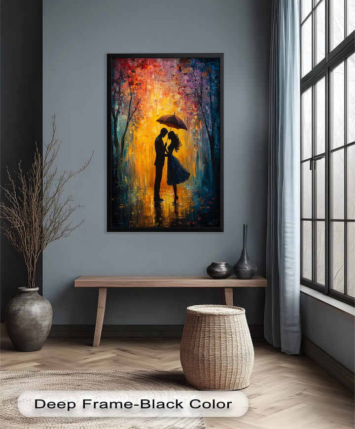 Lovers Under Autumn Glow – Romantic Couple Oil Painting