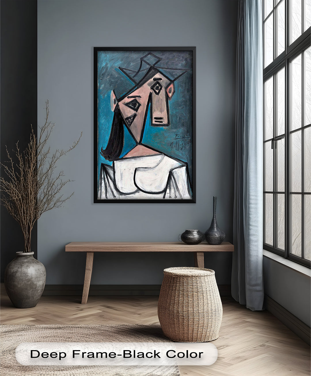 Angular Expression – Cubist Woman in White Dress Picasso Oil Painting