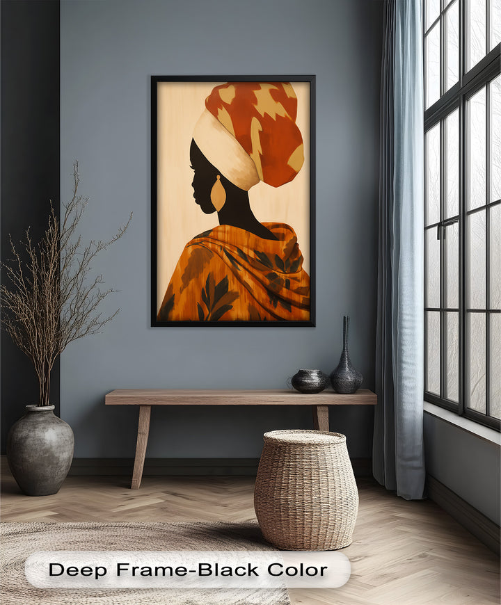 Afrikanische Frau Silhouette Kunst - Gerahmtes Ölgemälde