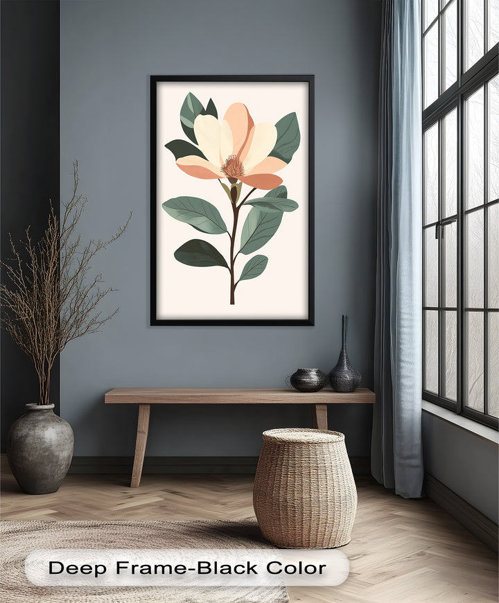 Minimal Magnolia – Elegantes botanisches Ölgemälde