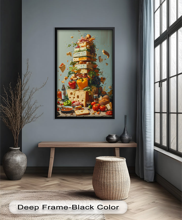 Cheese Tower Symphony – Explosives Gourmet-Fantasy-Food-Gemälde