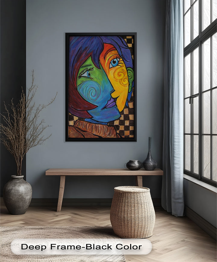 Dual Emotions – Vibrant Abstract Portrait Picasso Oil Painting