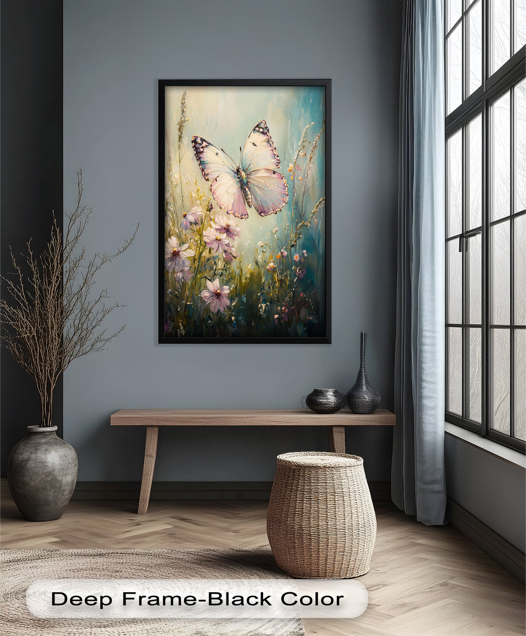 Butterfly Among Wildflowers – Animal Oil Painting