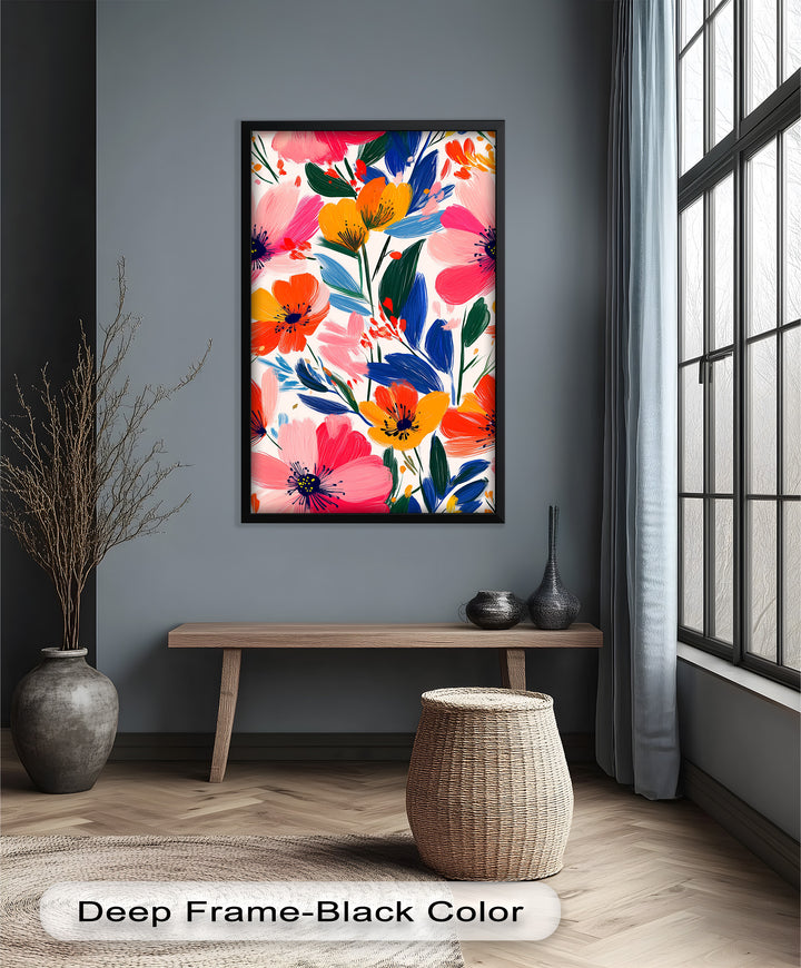 Joyful Bloom Burst – Lebendiges abstraktes Blumenölgemälde