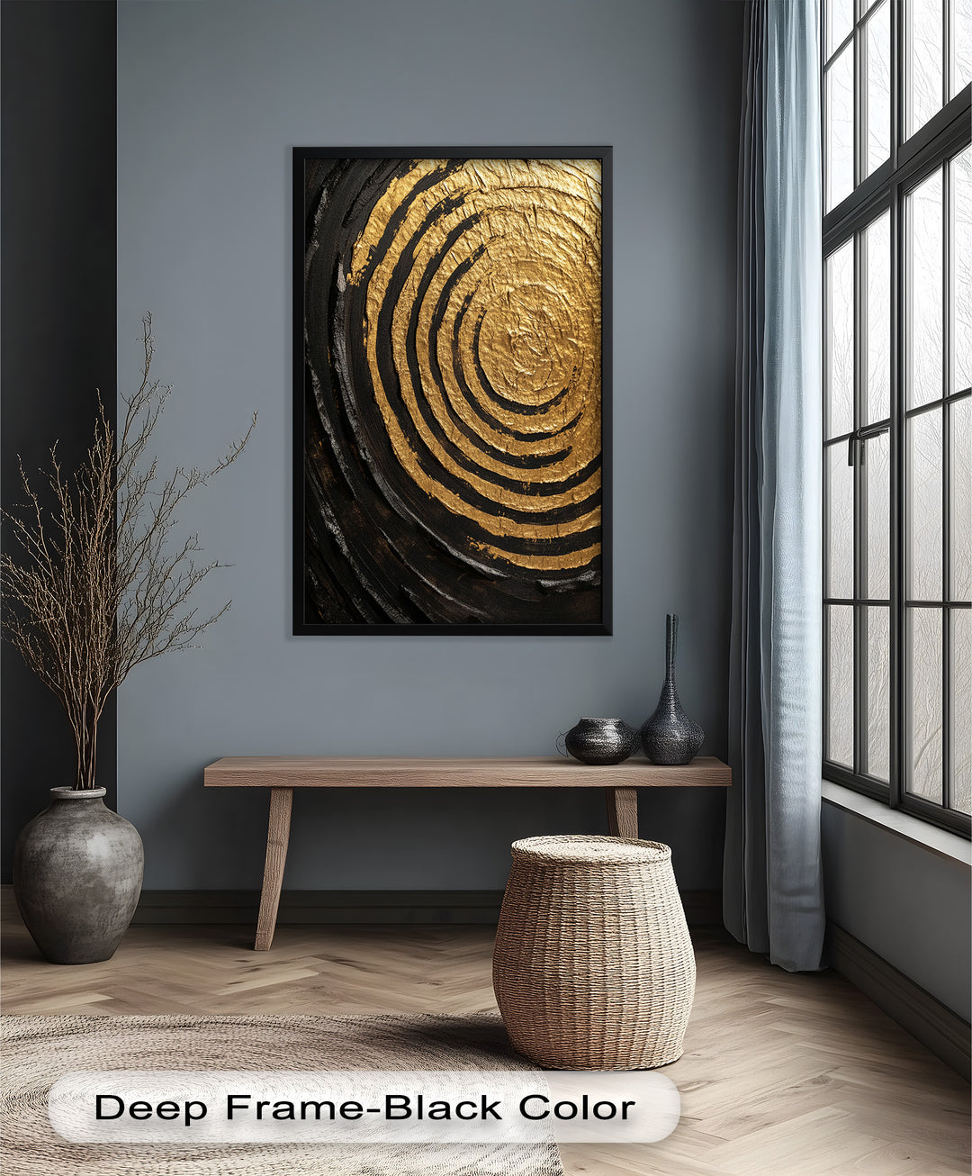 Golden Ripple Radiance – Luxuriöses abstraktes Ölgemälde