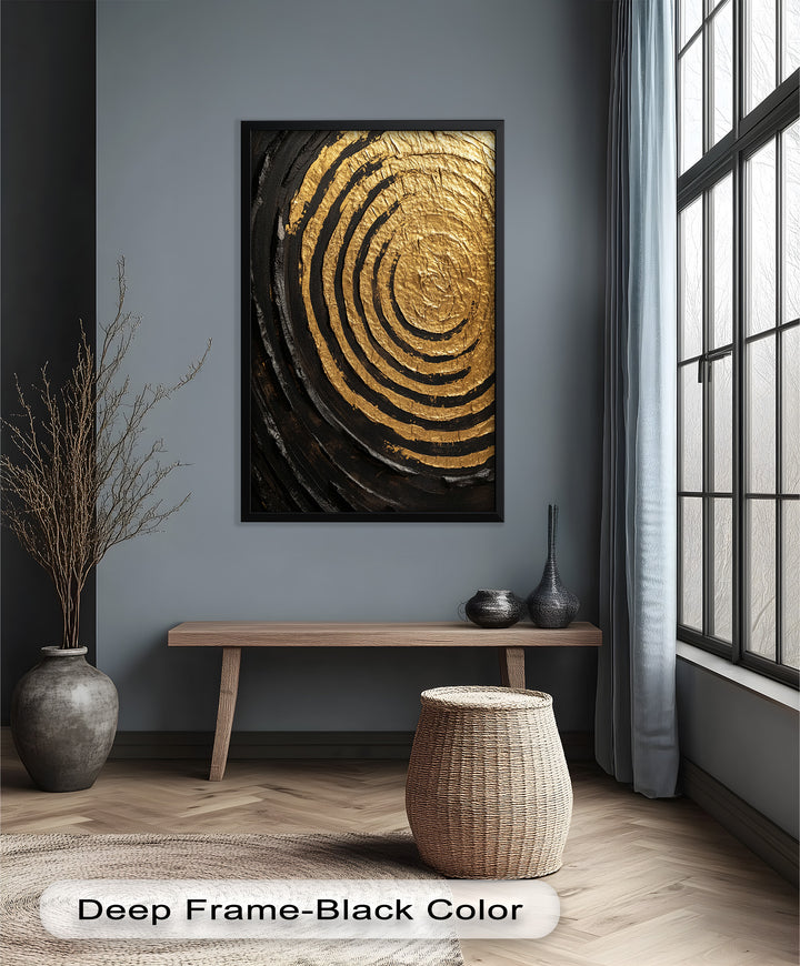 Golden Ripple Radiance – Luxuriöses abstraktes Ölgemälde
