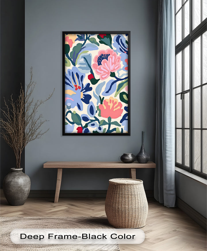 Bold Garden Whimsy – Lebendiges Boho-Blumen-Ölgemälde