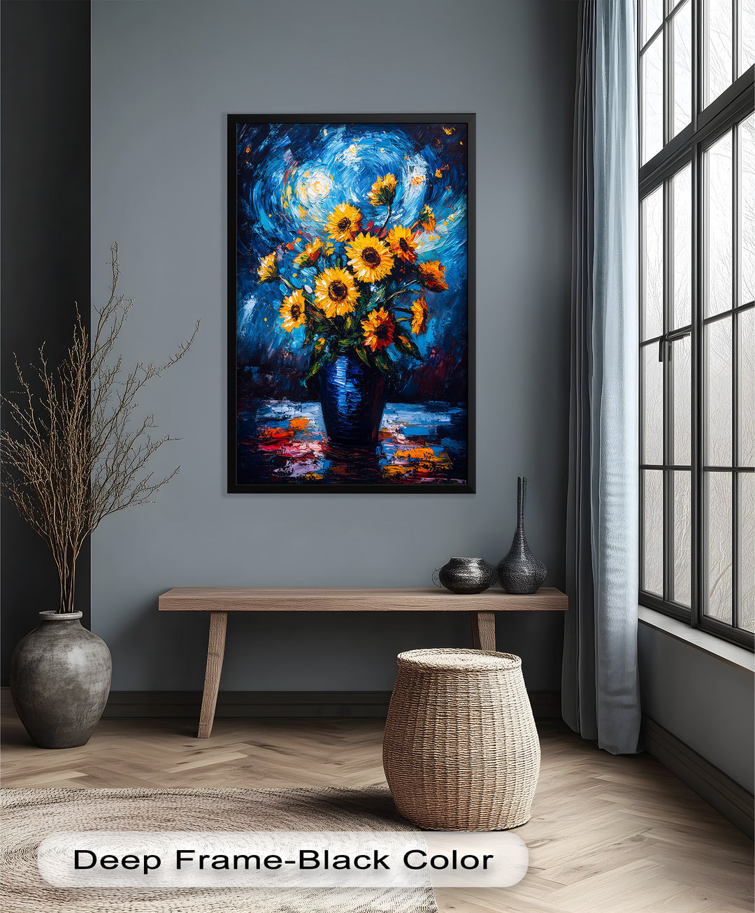 Sternennacht Sonnenblumen – Expressionismus Ölgemälde