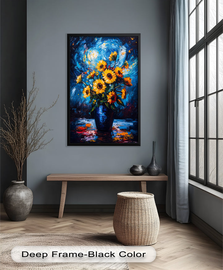 Sternennacht Sonnenblumen – Expressionismus Ölgemälde