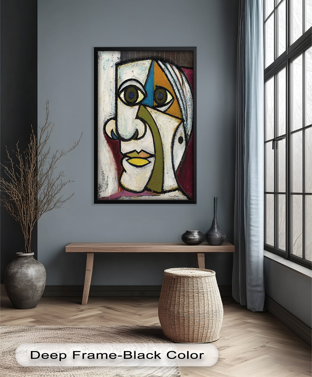 Bold Gaze – Geometric Abstract Portrait Picasso Oil Painting