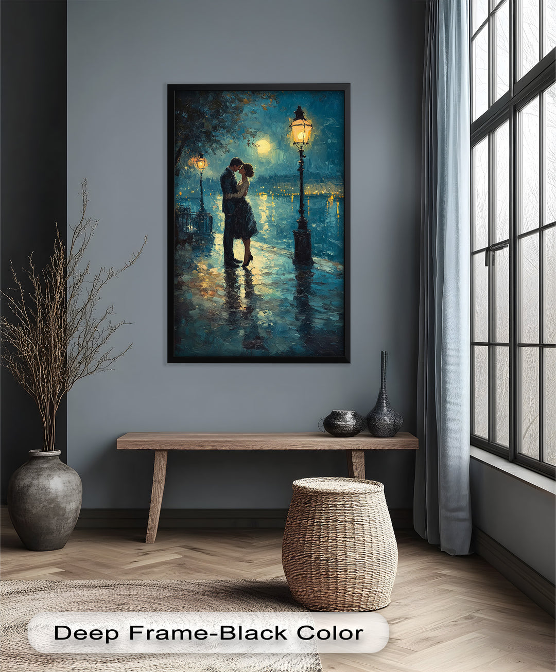 Romantic Couple Under Moonlight - Love Oil Painting