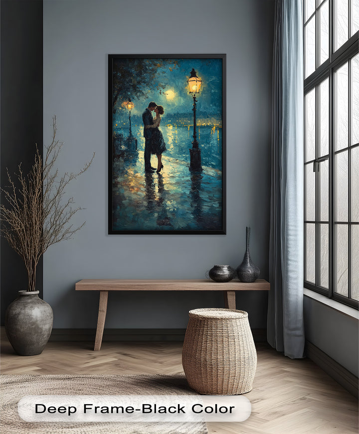 Romantic Couple Under Moonlight - Love Oil Painting