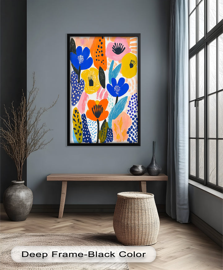 Bold Blooms in Boho Garden – Fauvist Floral Oil Painting
