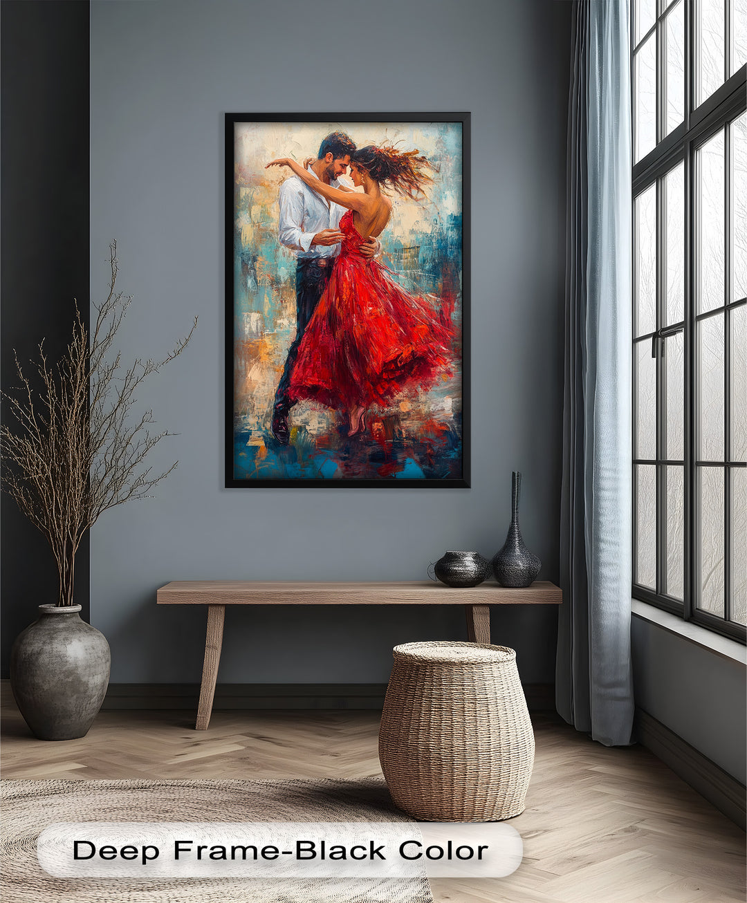 Flamenco Fire – Romantic Couple in Red Dress Oil Painting