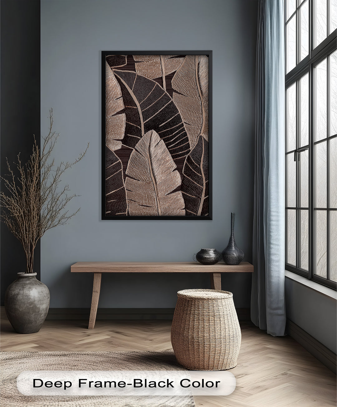 Tactile Tropics – Brown Leaf Composition Flower Oil Painting
