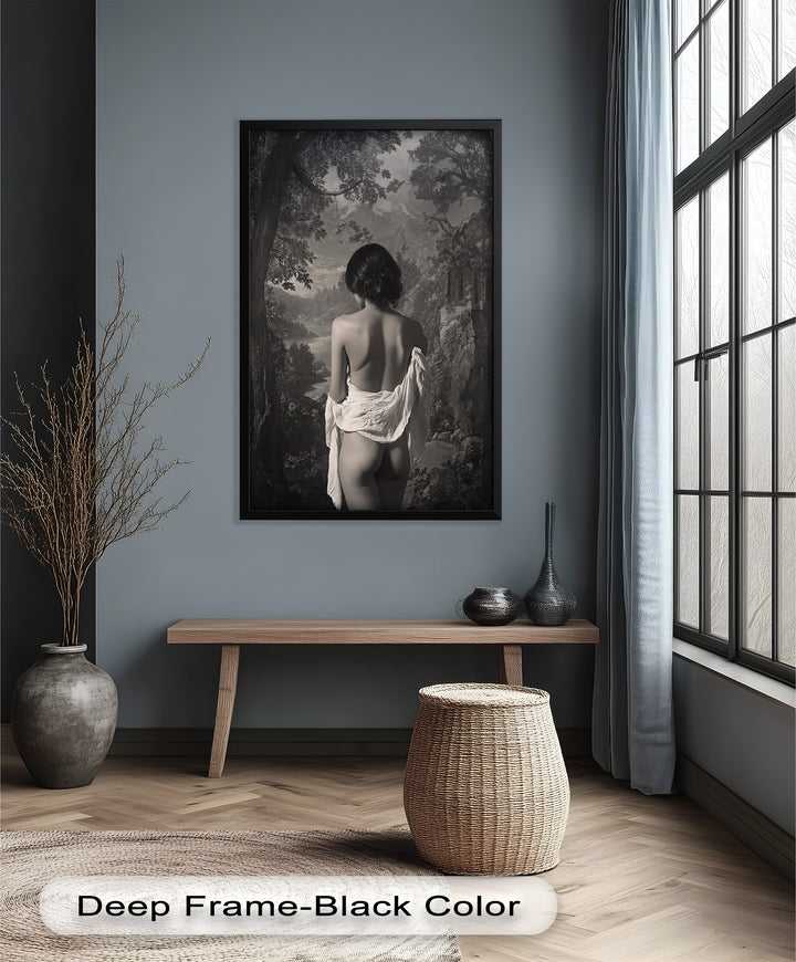 Silent Reverie – Classical Nude in Monochrome Oil Painting