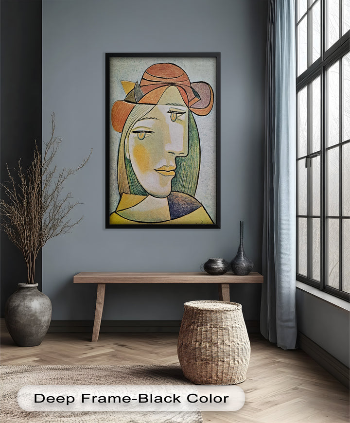 Soft Gaze of Solitude – Abstract Female Portrait Picasso Oil Painting