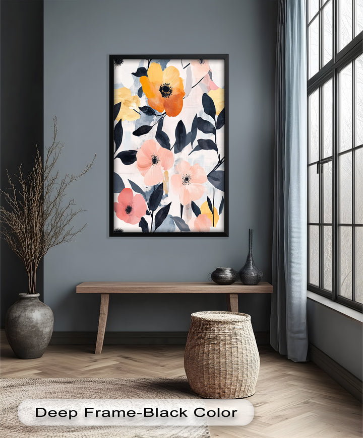 Soft Harmony – Peach and Mustard Floral Oil Painting