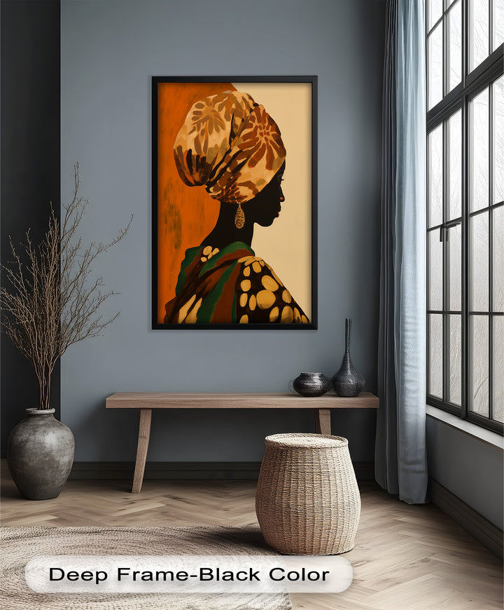 Afrikanische Frauenporträtkunst – Gerahmtes Ölgemälde