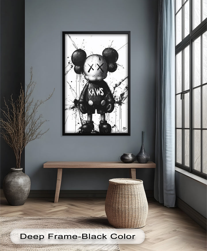 Black & White Figure – KAWS Graffiti Oil Painting