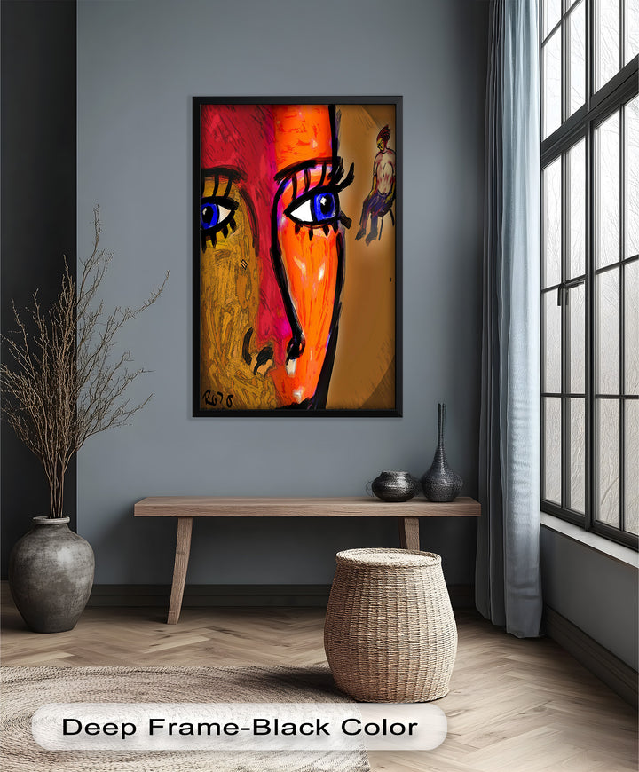 Vivid Gaze – Abstract Expressionist Portrait Oil Painting