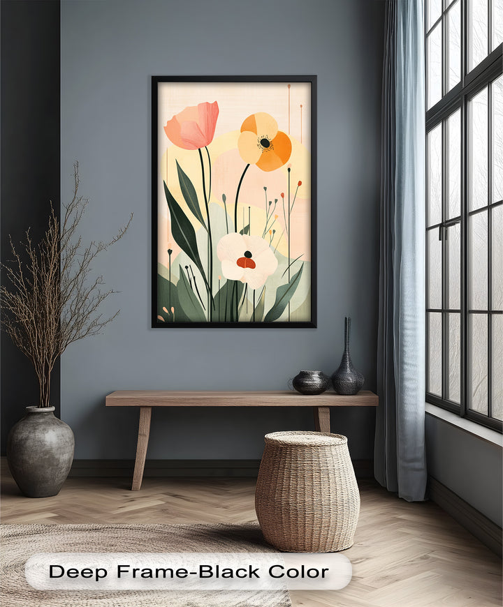 Sonnengeküsstes Trio – Minimalistisches florales Ölgemälde