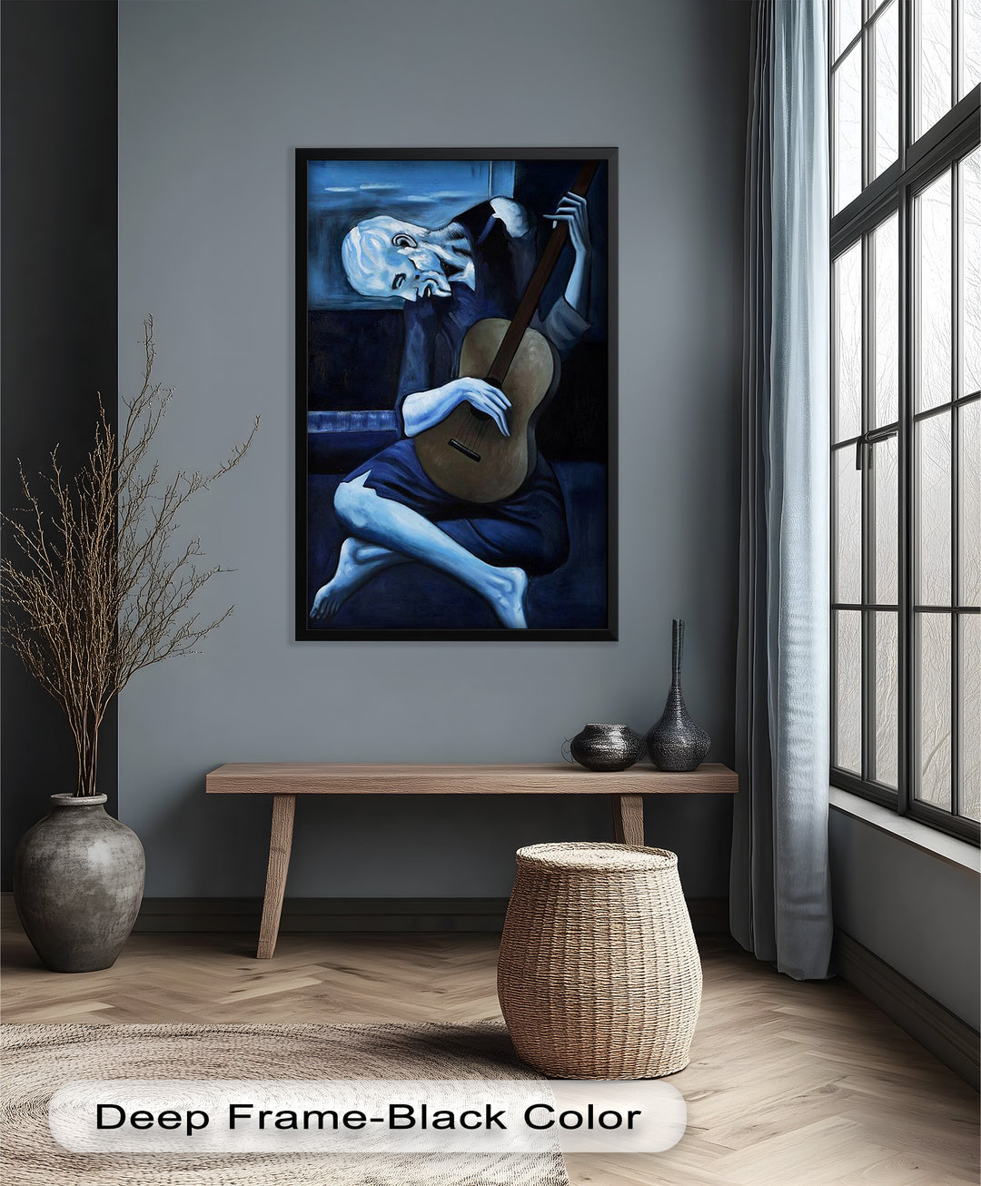 Melancholy Strings – Blue Period-Inspired Guitarist Oil Painting