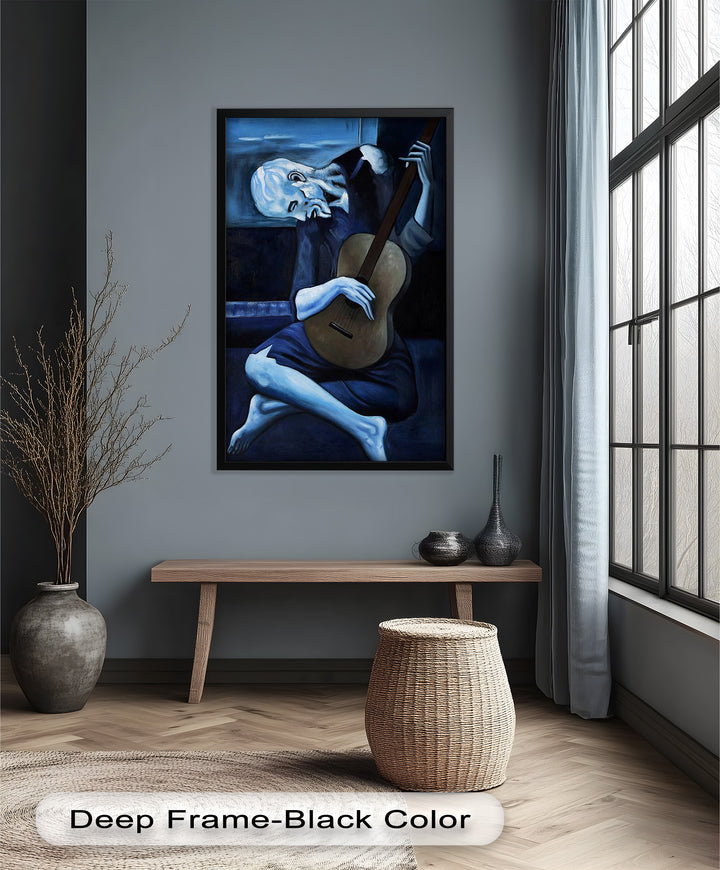 Melancholy Strings – Blue Period-Inspired Guitarist Oil Painting