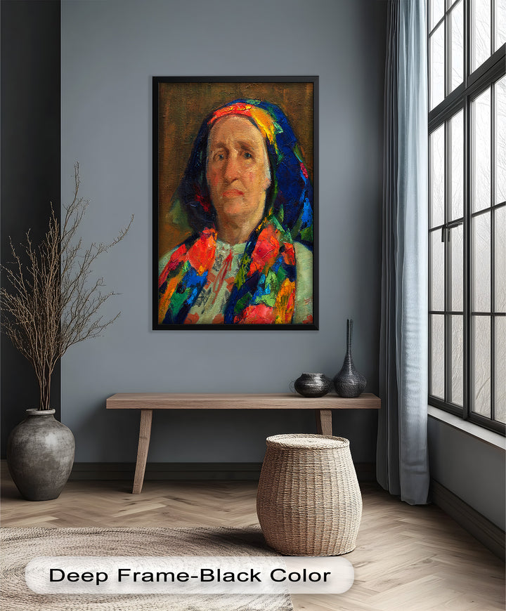 Porträt einer älteren Frau in traditioneller Kleidung – Picasso-Ölgemälde