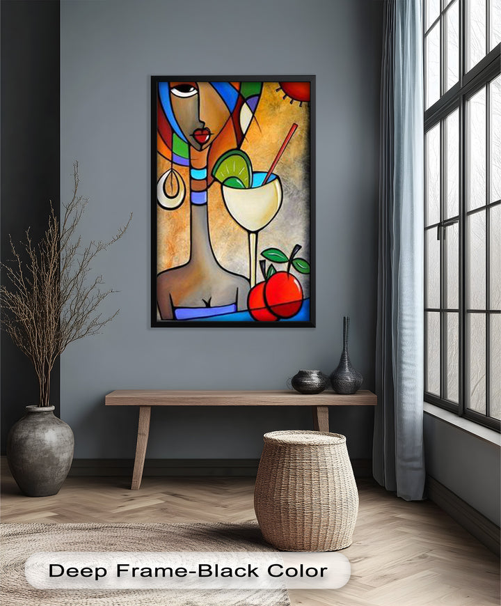 Tropical Gaze – Lebendiges Cocktail Muse Picasso Ölgemälde
