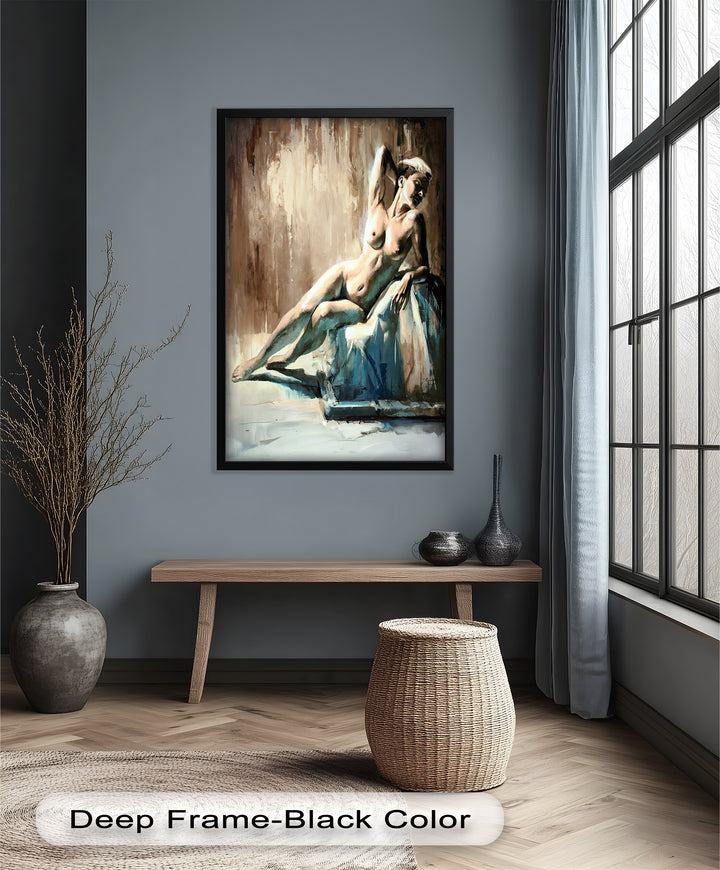 Echoes of Light – Modern Reclining Nude Oil Painting