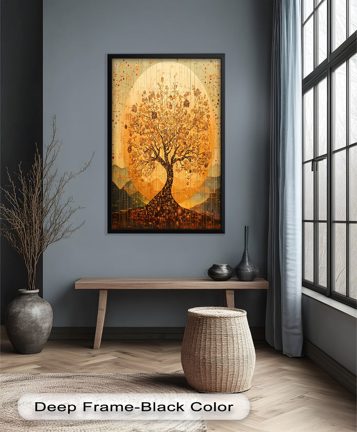 Tree of Light – Radiant Abstract Golden Tree Oil Painting