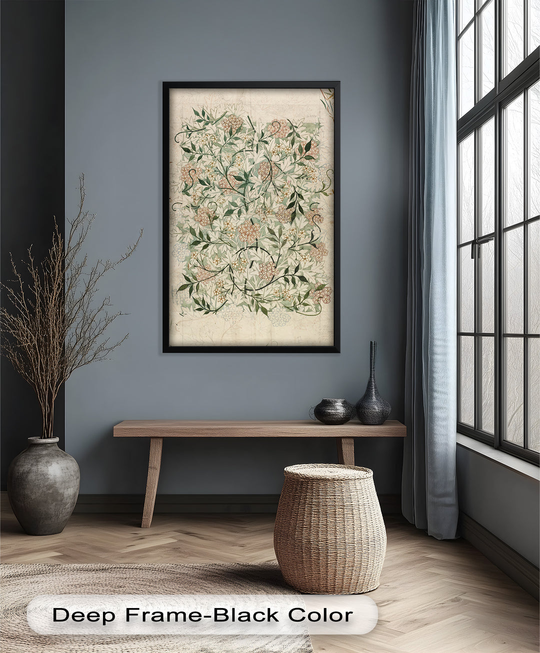 Verworrene Blüten – Botanisches Blumenölgemälde mit Rankenmuster