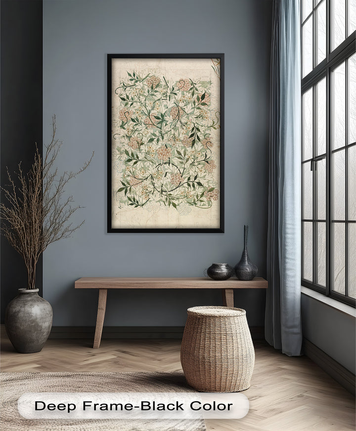 Verworrene Blüten – Botanisches Blumenölgemälde mit Rankenmuster