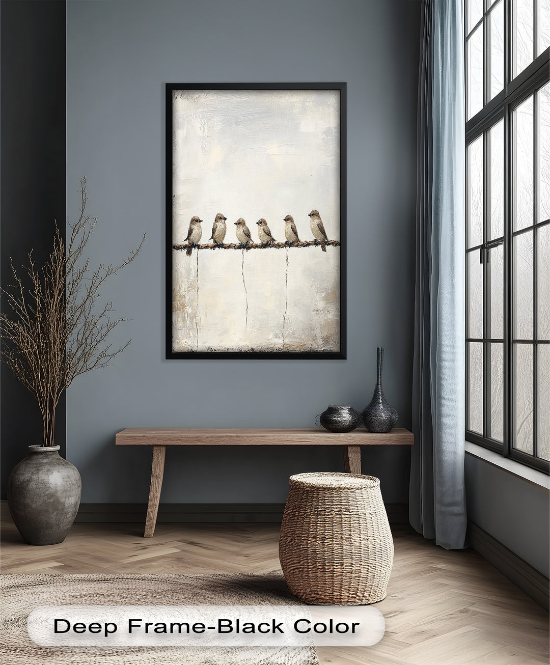 Six Birds in Stillness – Animal Oil Painting