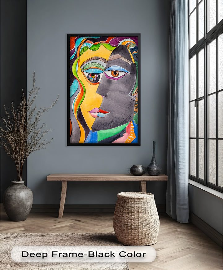 Dual Visions – Vibrant Abstract Faces Picasso Oil Painting