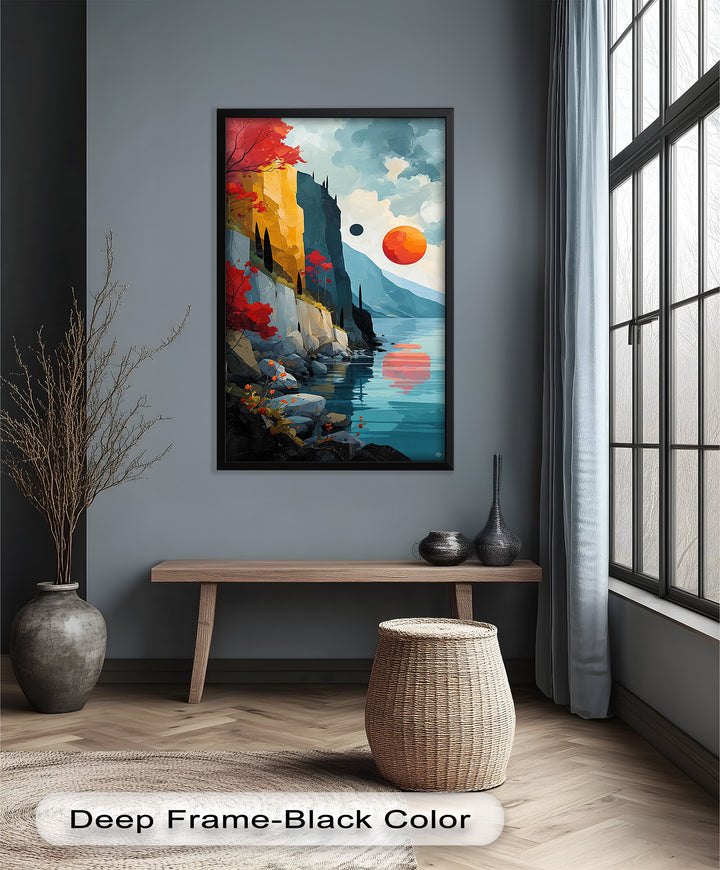 Celestial Cliffs – Surreal Coastal Landscape Picasso Oil Painting