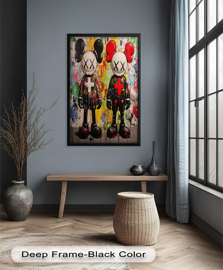 Dual Manifest – Abstraktes Duo KAWS Ölgemälde