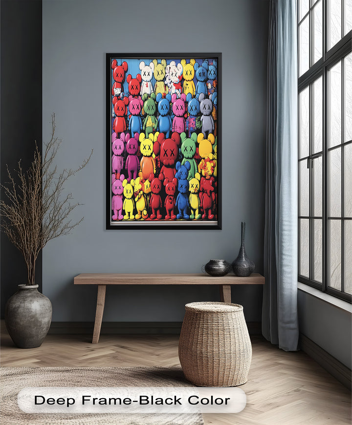 KAWS Rainbow Parade – Mehrfarbiges Pop-Art-Ölgemälde