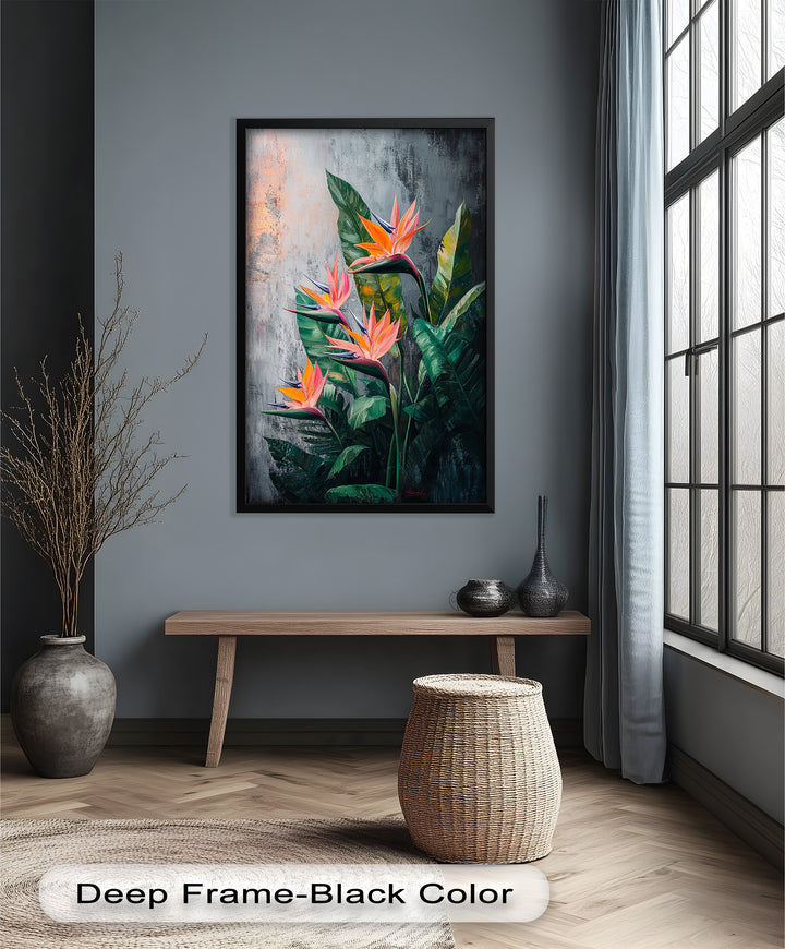 Tropical Flame – Bird of Paradise Botanical Oil Painting