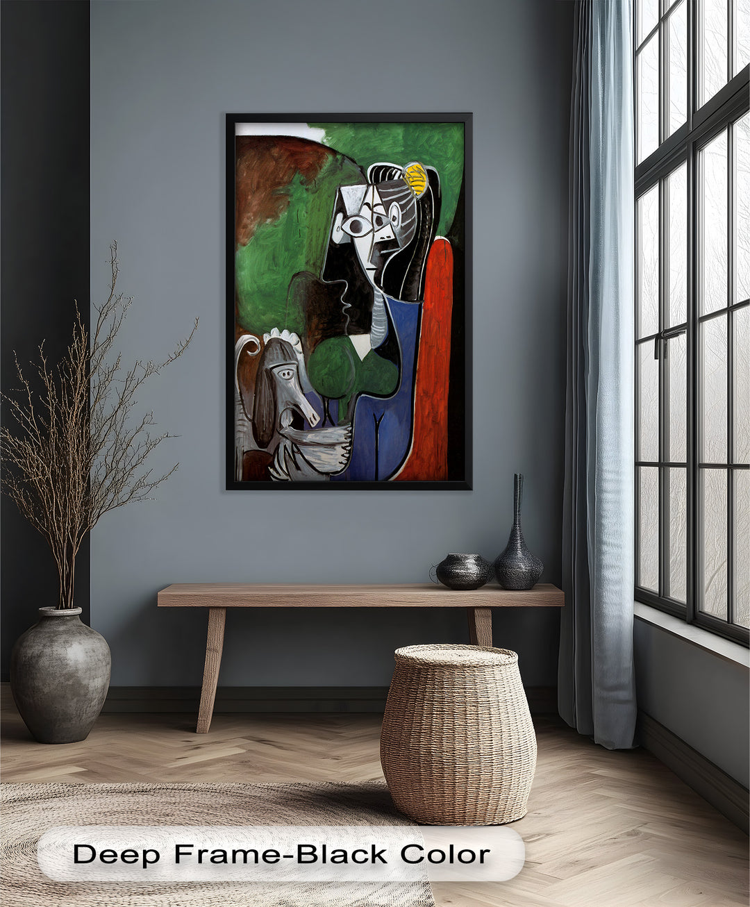 Lady with Poodle – Surreal Cubist Portrait Picasso Oil Painting