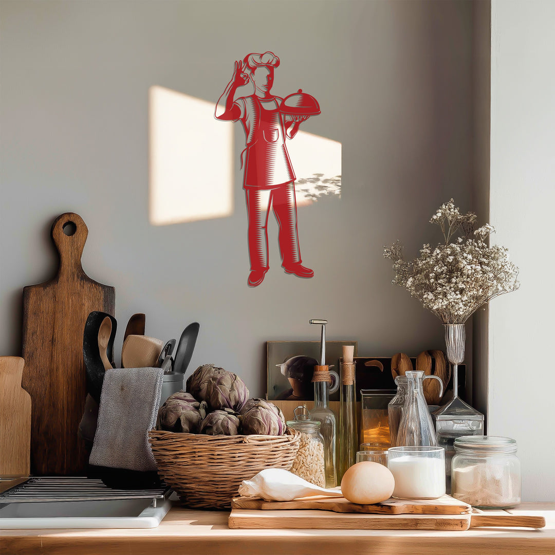 Golden Chef Silhouette – Kitchen Metal Wall Art